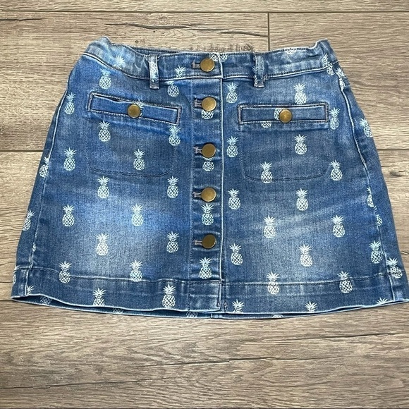 Crewcuts Other - JCrew Crewcuts Denim Skirt With Pineapples
